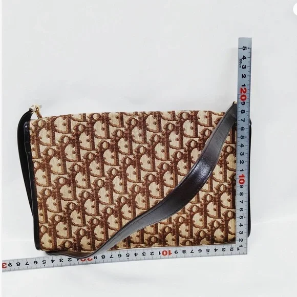 Dior Trotter Canvas and leather Brown and Black Monogram Shoulder Bag - Picture 2 of 5